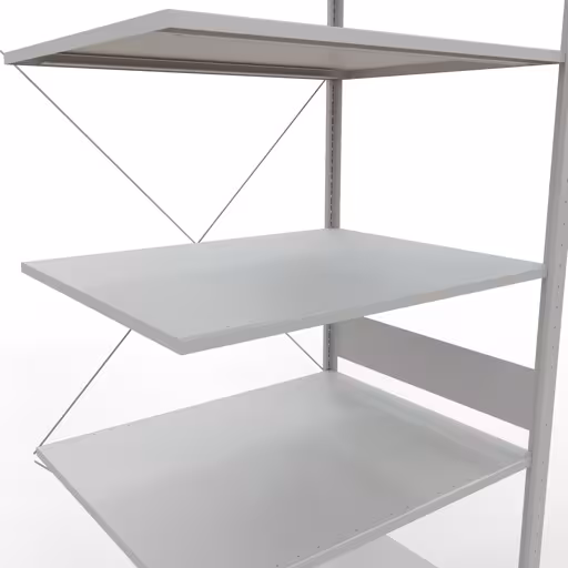 Anbauregal, Fachbodenregal Stecksystem MULTIplus150, 3000 x 1000 x 800 mm (HxBxT), 7 Fachböden, Kreuzstrebe, RAL 7035 lichtgrau von Schulte Lagertechnik aus der Kategorie Stecksystem