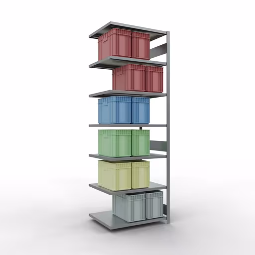 Abbildung Nr 15 des Artikels Anbauregal, Fachbodenregal Stecksystem MULTIplus330, 3000 x 1000 x 800 mm (HxBxT), 7 Fachböden, Längenriegel, verzinkt aus der Produktgruppe Stecksystem von der Marke Schulte Lagertechnik