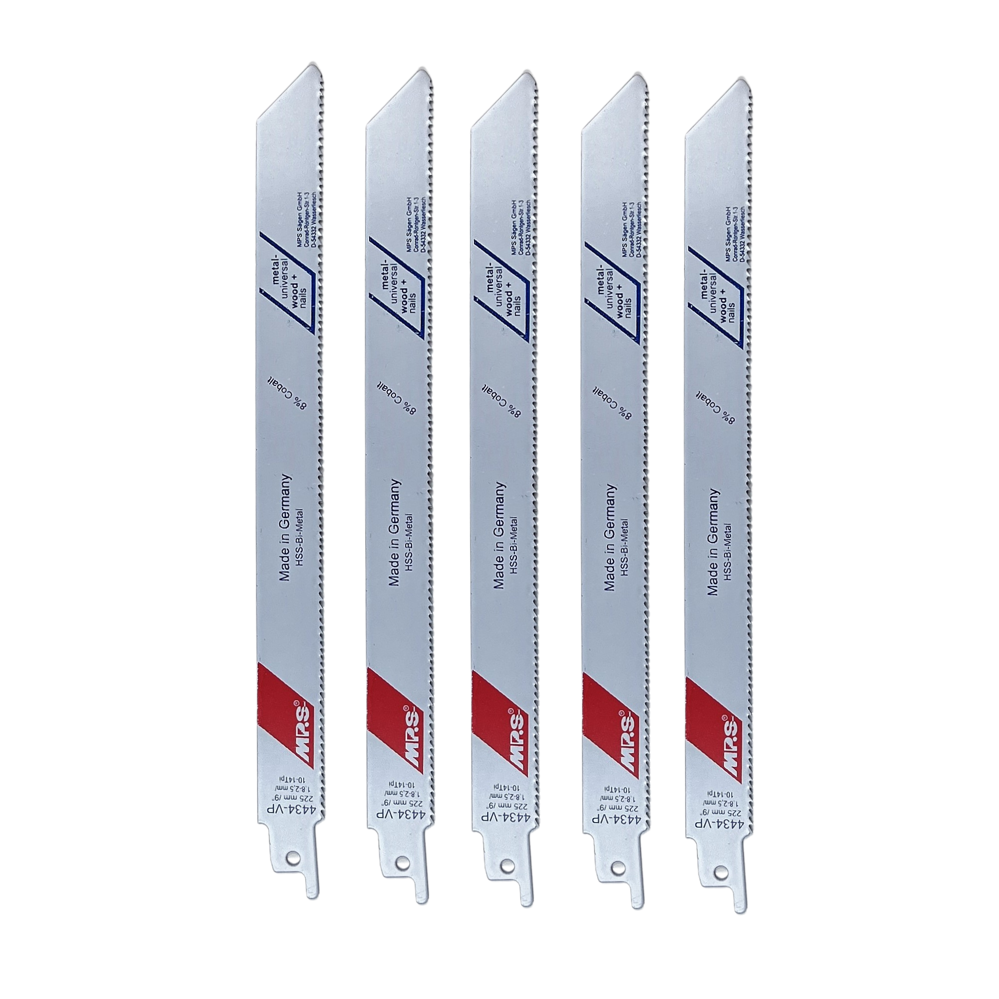 Bi-Metall-Säbelsägeblatt gefräst und geschränkt Gesamtlänge 230/verzahnte Länge 210mm, Zahnteilung 1,8-2,5mm von der Marke MPS aus der Kategorie Sägeblätter