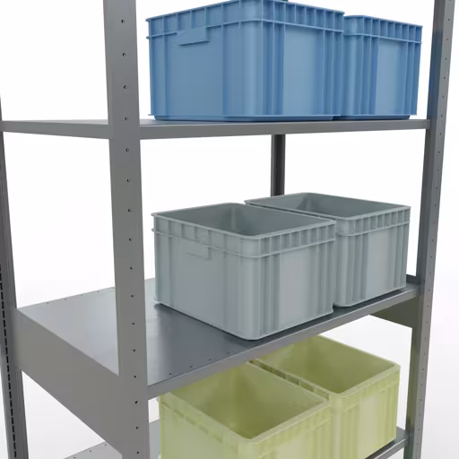 Abbildung Nr 13 des Artikels Grundregal, Fachbodenregal Stecksystem MULTIplus85, 2500 x 1000 x 600 mm (HxBxT), 6 Fachböden, Längenriegel, verzinkt aus der Produktgruppe Stecksystem von der Marke Schulte Lagertechnik