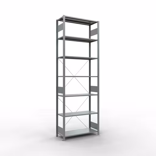Abbildung Nr 9 des Artikels Grundregal, Fachbodenregal Stecksystem MULTIplus150, 3000 x 1000 x 400 mm (HxBxT), 7 Fachböden, Kreuzstrebe, verzinkt aus der Produktgruppe Stecksystem von der Marke Schulte Lagertechnik