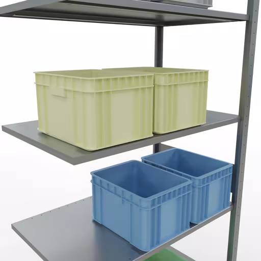 Produktbild Nr.7 des Artikels Anbauregal, Fachbodenregal Stecksystem MULTIplus150, 3000 x 1000 x 600 mm (HxBxT), 7 Fachböden, Längenriegel, verzinkt aus der Produktreihe Stecksystem von der Marke Schulte Lagertechnik