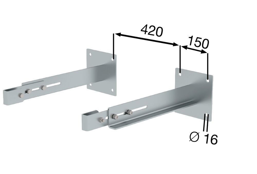 Produktbild (Abb. Ähnlich) 3818954 Munk Sonderwandhalter, starr 500-600mm, Stahl-verzinkt