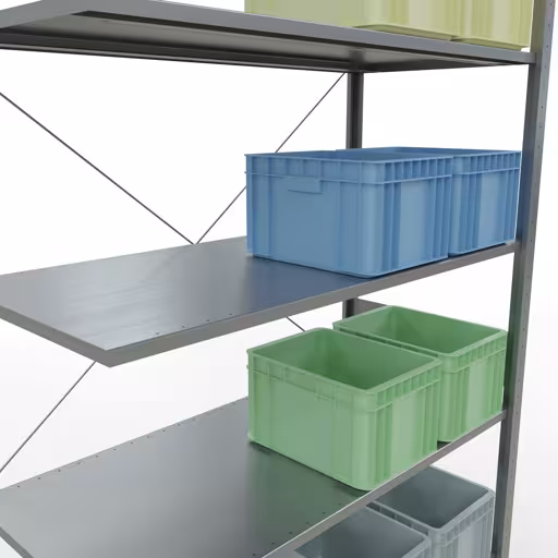 Andere Ansicht des Artikels Stecksystem Anbauregal 3000x1300x600 mm, Typ 150 kg, verzinkt Andere Ansicht des Artikels Stecksystem Anbauregal 3000x1300x600 mm, Typ 150 kg, verzinkt aus der Kategorie Stecksystem