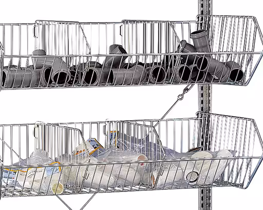 Weitere Ansicht des Artikels Grundregal, Drahtgitterkorbregal MULTIplus150, 2300 x 1000 x 500 mm (HxBxT), verzinkt, 2 Fachböden, 5 Stück Drahtgitterkörbe Weitere Ansicht des Artikels Grundregal, Drahtgitterkorbregal MULTIplus150, 2300 x 1000 x 500 mm (HxBxT), verzinkt, 2 Fachböden, 5 Stück Drahtgitterkörbe aus der Kategorie Fachbodenregale