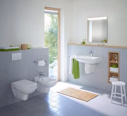Duravit Wand-WC-Set D-Code, rimless, Tiefspüler, weiß, inklusive WC-Sitz mit Absenkautomatik