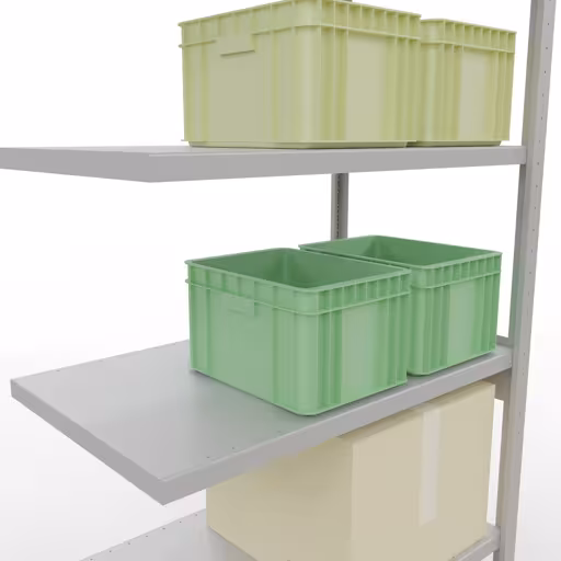 Abbildung Nr 9 des Artikels Anbauregal, Fachbodenregal Stecksystem MULTIplus330, 2500 x 1000 x 600 mm (HxBxT), 6 Fachböden, Längenriegel, RAL 7035 lichtgrau aus der Produktgruppe Stecksystem von der Marke Schulte Lagertechnik