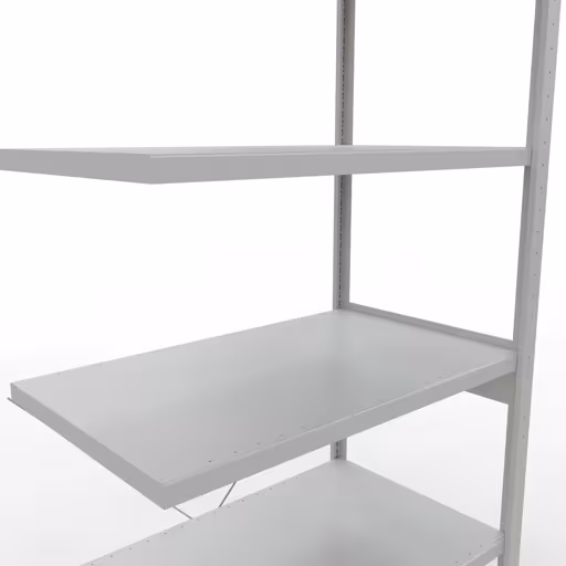Abbildung Nr 13 des Artikels Anbauregal, Fachbodenregal Stecksystem MULTIplus330, 2500 x 1000 x 600 mm (HxBxT), 6 Fachböden, Kreuzstrebe, RAL 7035 lichtgrau aus der Produktgruppe Stecksystem von der Marke Schulte Lagertechnik