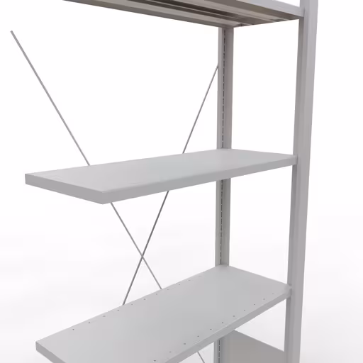 Produktbild Nr 11 des Artikels Anbauregal, Büro-Fachbodenregal Stecksystem MULTIplus85, 1800 x 750 x 300 mm (HxBxT), 5 Fachböden, Kreuzstrebe, ohne Anschlagleiste, lichtgrau Abbildung Nr 11 des Artikels Anbauregal, Büro-Fachbodenregal Stecksystem MULTIplus85, 1800 x 750 x 300 mm (HxBxT), 5 Fachböden, Kreuzstrebe, ohne Anschlagleiste, lichtgrau aus der Produktgruppe Büroregale von der Marke Schulte Lagertechnik