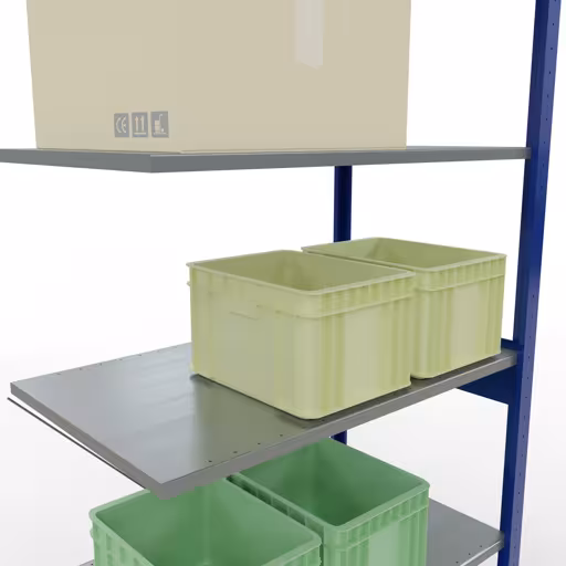 Produktbild Nr.15 des Artikels Anbauregal, Fachbodenregal Stecksystem MULTIplus150, 2500 x 1000 x 600 mm (HxBxT), 6 Fachböden, Kreuzstrebe, RAL 5010/verzinkt aus der Produktreihe Stecksystem von der Marke Schulte Lagertechnik