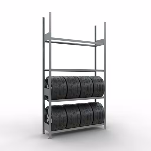 Abbildung Nr 13 des Artikels Grundregal, Räder-/Reifenregal, 2750 x 1500 x 400 mm (HxBxT), verzinkt, 4 Lagerebenen á 150 kg Fachlast pro Ebene aus der Produktgruppe Fachbodenregale von der Marke Schulte Lagertechnik