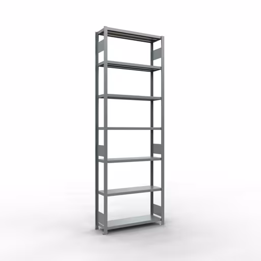 Grundregal, Fachbodenregal Stecksystem MULTIplus330, 3000 x 1000 x 300 mm (HxBxT), 7 Fachböden, Längenriegel, verzinkt aus der Kategorie Grundregal mit der Artikelnummer 13932-LR