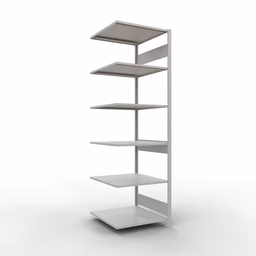 Anbauregal, Fachbodenregal Stecksystem MULTIplus150, 2500 x 750 x 800 mm (HxBxT), 6 Fachböden, Längenriegel, RAL 7035 lichtgrau aus der Kategorie Anbauregal mit der Artikelnummer 32686-75-LR