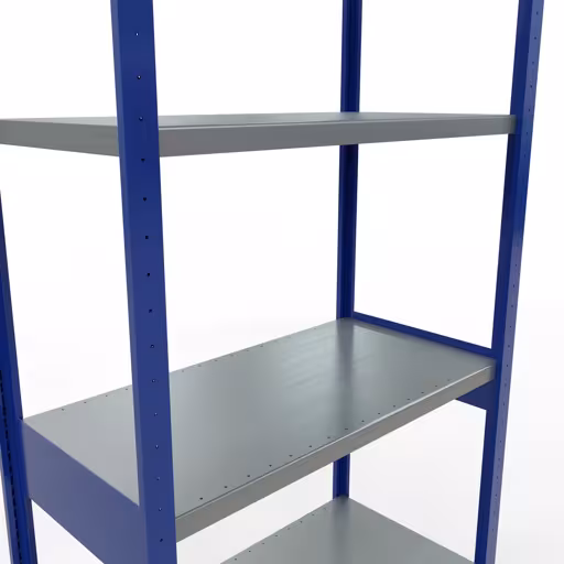 Grundregal, Fachbodenregal Stecksystem MULTIplus250, 3000 x 1000 x 500 mm (HxBxT), 7 Fachböden, Längenriegel, RAL 5010 enzianblau/verzinkt von Schulte Lagertechnik mit der Artikelnr. 12952-LR-B