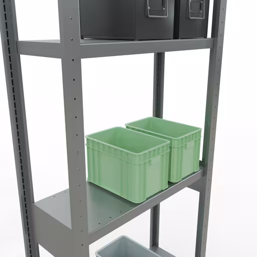 Abbildung Nr 12 des Artikels Grundregal, Fachbodenregal Stecksystem MULTIplus250, 3000 x 750 x 300 mm (HxBxT), 7 Fachböden, Längenriegel, verzinkt aus der Produktgruppe Stecksystem von der Marke Schulte Lagertechnik