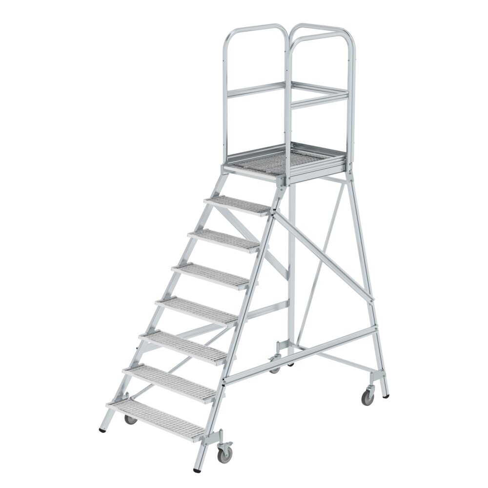 Munk Podesttreppe einseitig begehbar mit Federrollen Stahl-Gitterrost aus der Kategorie Podesttreppen mit der Artikelnr. 051108