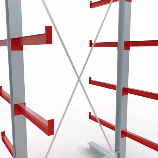 K 3000 Komplettregal, doppelseitig, 2500 x 1300 x 600 mm, RAL 7001 / RAL 3000, 5 Lagerebenen aus der Kategorie K3000 für mittelschwere Güter mit der GTIN 4058255001446 K 3000 Komplettregal, doppelseitig, 2500 x 1300 x 600 mm, RAL 7001 / RAL 3000, 5 Lagerebenen von der Marke Schulte Lagertechnik aus der Produktreihe Kragarmregale