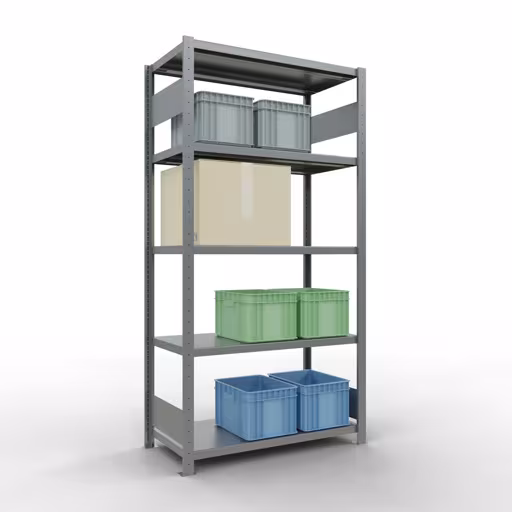 Produktbild Nr.15 des Artikels Grundregal, Fachbodenregal Stecksystem MULTIplus250, 2000 x 1000 x 500 mm (HxBxT), 5 Fachböden, Längenriegel, verzinkt aus der Produktreihe Stecksystem von der Marke Schulte Lagertechnik