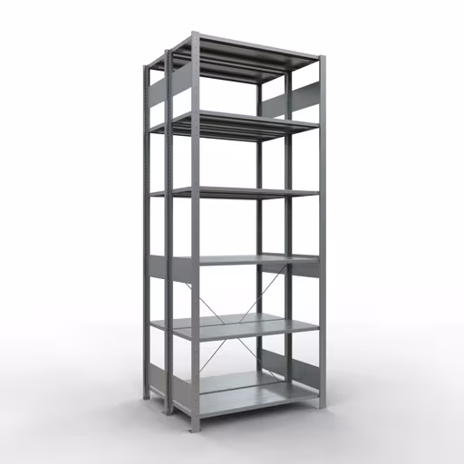 Grundregal, Doppelregal, Fachbodenregal Stecksystem MULTIplus150, 2500 x 1000 x (2x400) mm (HxBxT), 2x6 Fachböden, Kreuzstrebe, verzinkt aus der Kategorie Doppelregale mit der Artikelnummer 13741