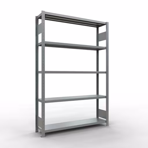 Grundregal, Fachbodenregal Stecksystem MULTIplus250, 2000 x 1300 x 300 mm (HxBxT), 5 Fachböden, Längenriegel, verzinkt aus der Kategorie Grundregal mit der Artikelnummer 12930-130-LR
