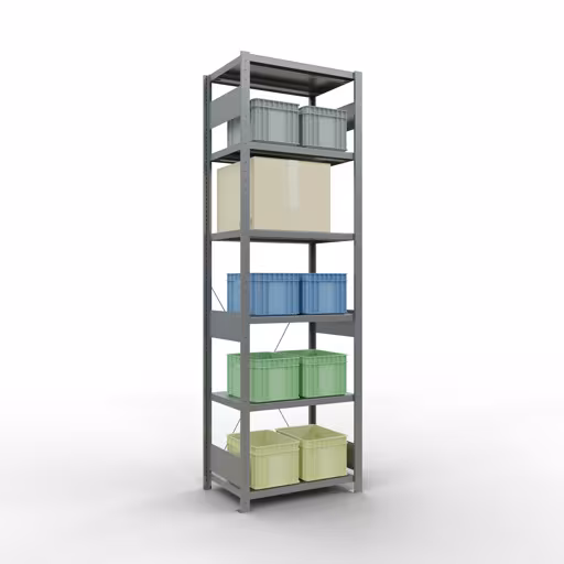 Abbildung Nr 7 des Artikels Grundregal, Fachbodenregal Stecksystem MULTIplus250, 2500 x 750 x 500 mm (HxBxT), 6 Fachböden, Kreuzstrebe, verzinkt aus der Produktgruppe Stecksystem von der Marke Schulte Lagertechnik