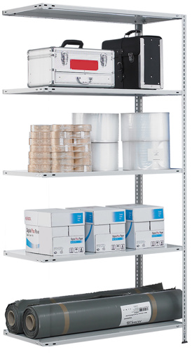 Anbauregal, Fachbodenregal Schraubsystem MULTIplus150, 2000 x 750 x 400 mm (HxBxT), verzinkt, 5 Fachböden mit der GTIN 4004514211446 Anbauregal, Fachbodenregal Schraubsystem MULTIplus150, 2000 x 750 x 400 mm (HxBxT), verzinkt, 5 Fachböden von Schulte Lagertechnik mit der Artikelnr. 10745-75