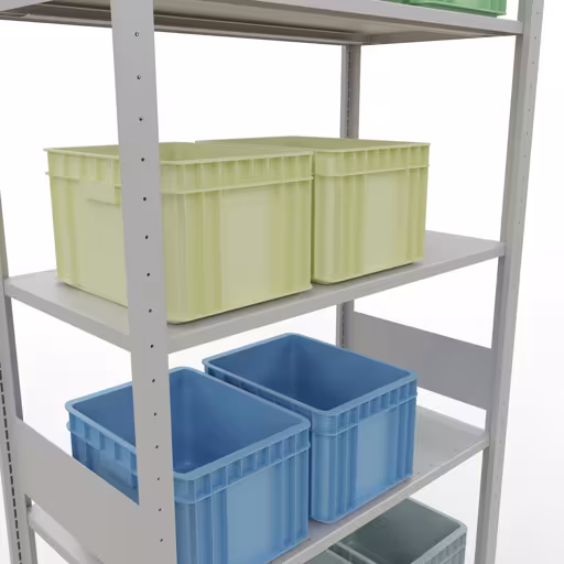 Grundregal, Fachbodenregal Stecksystem MULTIplus150, 3000 x 1000 x 500 mm (HxBxT), 7 Fachböden, Längenriegel, RAL 7035 lichtgrau von Schulte Lagertechnik mit der Artikelnr. 32652-LR