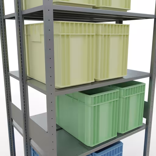 Grundregal, Doppelregal, Fachbodenregal Stecksystem MULTIplus150, 3000 x 1000 x (2x400) mm (HxBxT), 2x7 Fachböden, Längenriegel, verzinkt von Schulte Lagertechnik aus der Kategorie Fachbodenregale