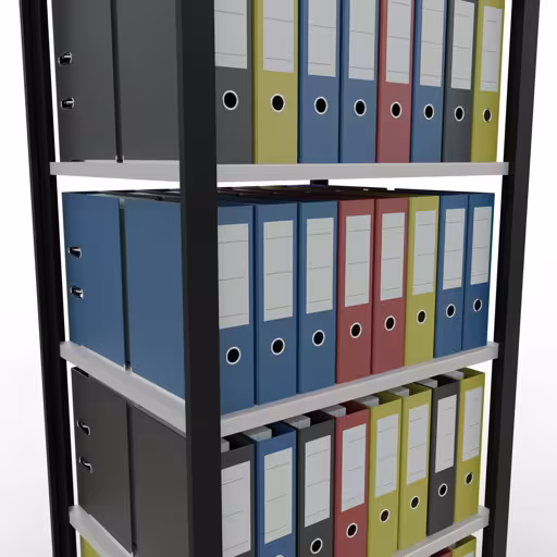 Abbildung Nr 11 des Artikels Grundregal, Büro-Fachbodenregal Stecksystem MULTIplus150, 2000 x 750 x 600 mm (HxBxT), 6 Fachböden, Längenriegel, ohne Mittelanschlag, schwarz/lichtgrau aus der Produktgruppe Büroregale von der Marke Schulte Lagertechnik