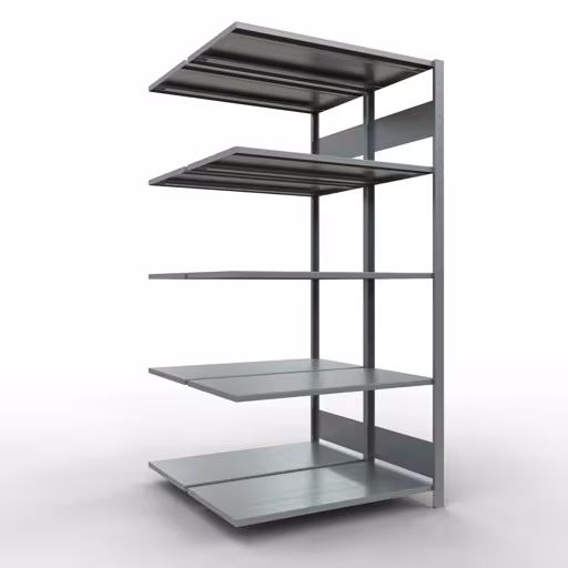 Anbauregal, Doppelregal, Fachbodenregal Stecksystem MULTIplus150, 2000 x 1000 x (2x500) mm (HxBxT), 2x5 Fachböden, Längenriegel, verzinkt aus der Kategorie Doppelregale mit der Artikelnummer 17855