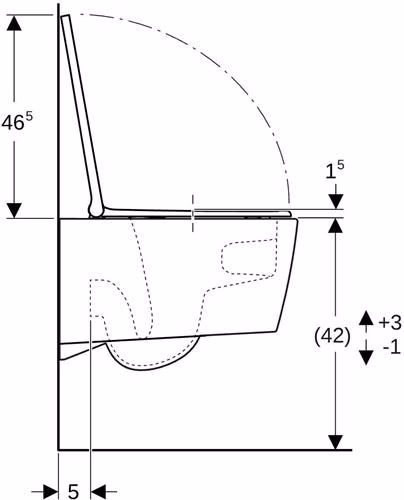 Technische Zeichnung 3970817 Geberit ONE Set Wand-WC mit WC-Sitz weiß/glanzverchromt, KeraTect