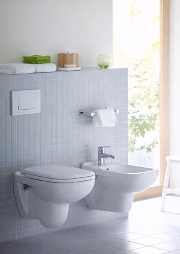 Duravit Wand-WC-Set D-Code, rimless, Tiefspüler, weiß, inklusive WC-Sitz mit Absenkautomatik
