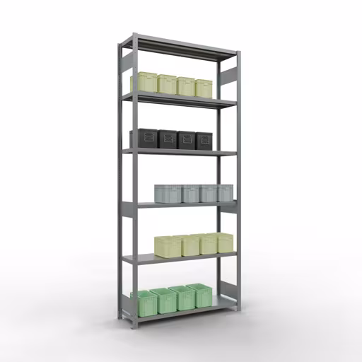 Abbildung Nr 9 des Artikels Grundregal, Fachbodenregal Stecksystem MULTIplus250, 3000 x 1300 x 400 mm (HxBxT), 7 Fachböden, Längenriegel, verzinkt aus der Produktgruppe Stecksystem von der Marke Schulte Lagertechnik