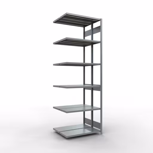 Anbauregal, Doppelregal, Fachbodenregal Stecksystem MULTIplus250, 3000 x 1000 x (2x400) mm (HxBxT), 2x7 Fachböden, Längenriegel, verzinkt aus der Kategorie Doppelregale mit der Artikelnummer 17947
