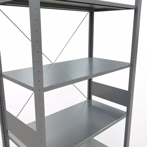 Abbildung Nr 9 des Artikels Grundregal, Fachbodenregal Stecksystem MULTIplus85, 3000 x 1000 x 500 mm (HxBxT), 7 Fachböden, Kreuzstrebe, verzinkt aus der Produktgruppe Stecksystem von der Marke Schulte Lagertechnik