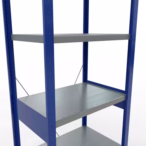 Abbildung Nr 12 des Artikels Grundregal, Fachbodenregal Stecksystem MULTIplus250, 2500 x 750 x 500 mm (HxBxT), 6 Fachböden, Kreuzstrebe, RAL 5010 enzianblau/verzinkt/verzinkt aus der Produktgruppe Stecksystem von der Marke Schulte Lagertechnik