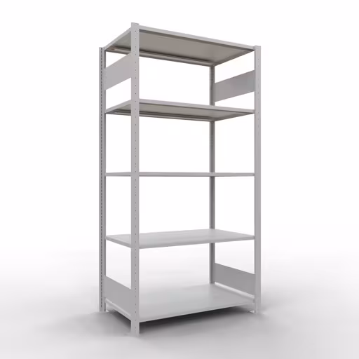 Grundregal, Fachbodenregal Stecksystem MULTIplus85, 2000 x 1000 x 600 mm (HxBxT), 5 Fachböden, Längenriegel, RAL 7035 lichtgrau aus der Kategorie Grundregal mit der Artikelnummer 33060-LR