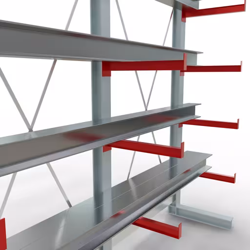 Produktbild Nr 11 des Artikels K 3000 Komplettregal, einseitig, 2500 x 2600 x 600 mm, RAL 7001 / RAL 3000, 5 Lagerebenen Abbildung Nr 11 des Artikels K 3000 Komplettregal, einseitig, 2500 x 2600 x 600 mm, RAL 7001 / RAL 3000, 5 Lagerebenen aus der Produktgruppe Kragarmregale von der Marke Schulte Lagertechnik