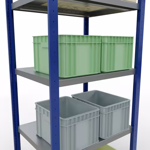 Abbildung Nr 14 des Artikels Grundregal, Fachbodenregal Stecksystem MULTIplus250, 2000 x 750 x 600 mm (HxBxT), 5 Fachböden, Längenriegel, RAL 5010 enzianblau/verzinkt/verzinkt aus der Produktgruppe Stecksystem von der Marke Schulte Lagertechnik