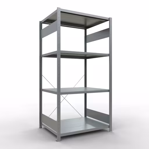Abbildung Nr 10 des Artikels Grundregal, Fachbodenregal Stecksystem MULTIplus330, 2000 x 1000 x 800 mm (HxBxT), 5 Fachböden, Kreuzstrebe, verzinkt aus der Produktgruppe Stecksystem von der Marke Schulte Lagertechnik