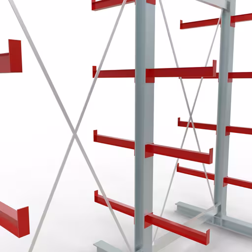 K 3000 Komplettregal, doppelseitig, 2500 x 2600 x 500 mm, RAL 7001 / RAL 3000, 5 Lagerebenen aus der Kategorie K3000 für mittelschwere Güter mit der GTIN 4058255001460 K 3000 Komplettregal, doppelseitig, 2500 x 2600 x 500 mm, RAL 7001 / RAL 3000, 5 Lagerebenen von der Marke Schulte Lagertechnik aus der Produktreihe Kragarmregale