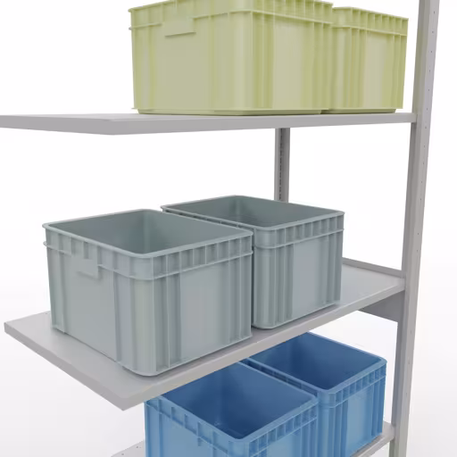 Anbauregal, Fachbodenregal Stecksystem MULTIplus150, 2500 x 1000 x 500 mm (HxBxT), 6 Fachböden, Längenriegel, RAL 7035 lichtgrau von der Marke Schulte Lagertechnik aus der Produktreihe Stecksystem
