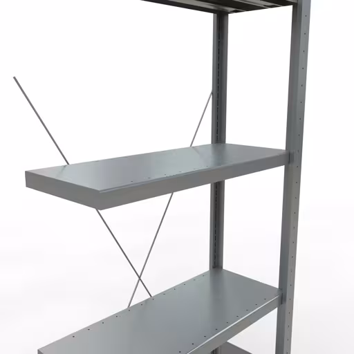Produktbild Nr.7 des Artikels Anbauregal, Fachbodenregal Stecksystem MULTIplus250, 2000 x 750 x 300 mm (HxBxT), 5 Fachböden, Kreuzstrebe, verzinkt aus der Produktreihe Stecksystem von der Marke Schulte Lagertechnik