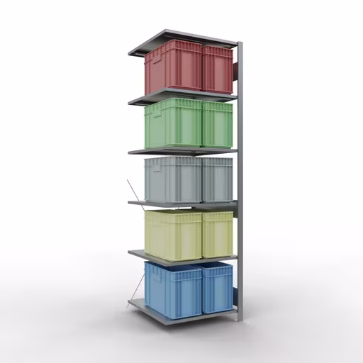 Anbauregal, Fachbodenregal Stecksystem MULTIplus150, 2500 x 750 x 800 mm (HxBxT), 6 Fachböden, Kreuzstrebe, verzinkt von Schulte Lagertechnik mit der Artikelnr. 12786-75