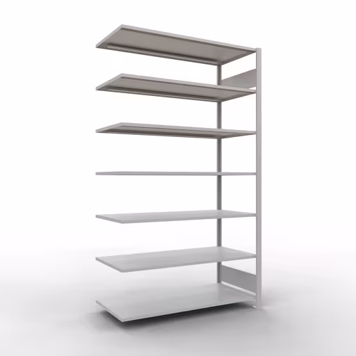 Anbauregal, Büro-Fachbodenregal Stecksystem MULTIplus150, 2300 x 1300 x 600 mm (HxBxT), 7 Fachböden, Längenriegel, ohne Mittelanschlag, lichtgrau von der Marke Schulte Lagertechnik aus der Produktreihe Büroregale