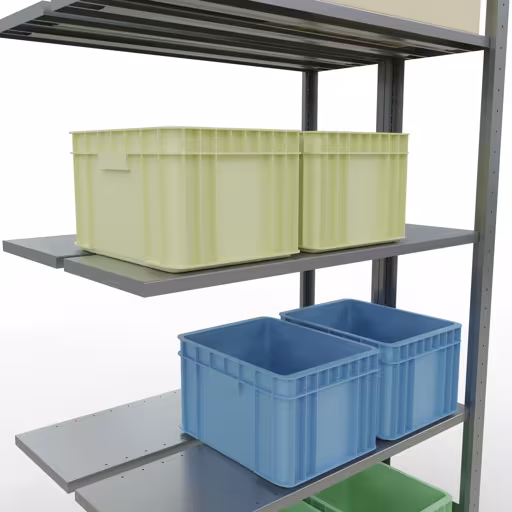 Abbildung Nr 15 des Artikels Anbauregal, Doppelregal, Fachbodenregal Stecksystem MULTIplus150, 2000 x 1000 x (2x300) mm (HxBxT), 2x5 Fachböden, Längenriegel, verzinkt aus der Produktgruppe Fachbodenregale von der Marke Schulte Lagertechnik
