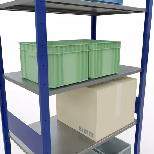 Abbildung Nr 9 des Artikels Grundregal, Fachbodenregal Stecksystem MULTIplus85, 3000 x 1000 x 600 mm (HxBxT), 7 Fachböden, Längenriegel, RAL 5010 enzianblau aus der Produktgruppe Stecksystem von der Marke Schulte Lagertechnik