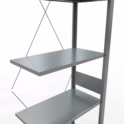 Produktbild Nr.11 des Artikels Anbauregal, Fachbodenregal Stecksystem MULTIplus150, 3000 x 750 x 400 mm (HxBxT), 7 Fachböden, Kreuzstrebe, verzinkt aus der Produktreihe Stecksystem von der Marke Schulte Lagertechnik