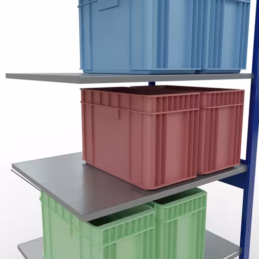 Produktbild Nr.8 des Artikels Anbauregal, Fachbodenregal Stecksystem MULTIplus150, 2500 x 1000 x 800 mm (HxBxT), 6 Fachböden, Kreuzstrebe, RAL 5010/verzinkt aus der Produktreihe Stecksystem von der Marke Schulte Lagertechnik