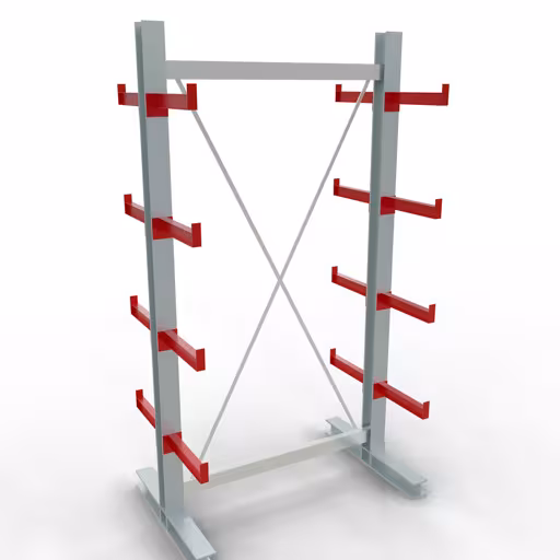 K 3000 Komplettregal, doppelseitig, 2500 x 1300 x 400 mm, RAL 7001 / RAL 3000, 5 Lagerebenen von der Marke Schulte Lagertechnik aus der Produktreihe Kragarmregale